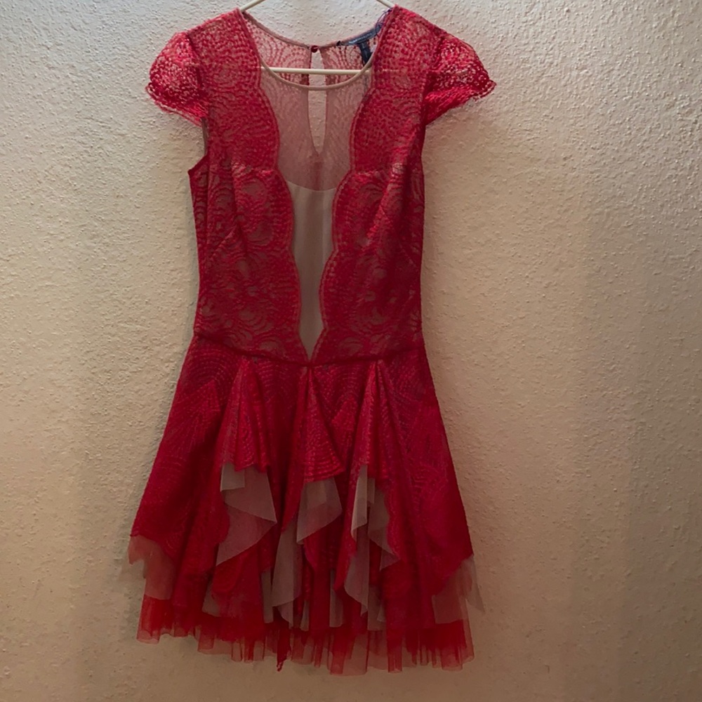 Red sheer dress